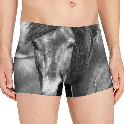 Monochrome Horse Print Men's Boxer Briefs