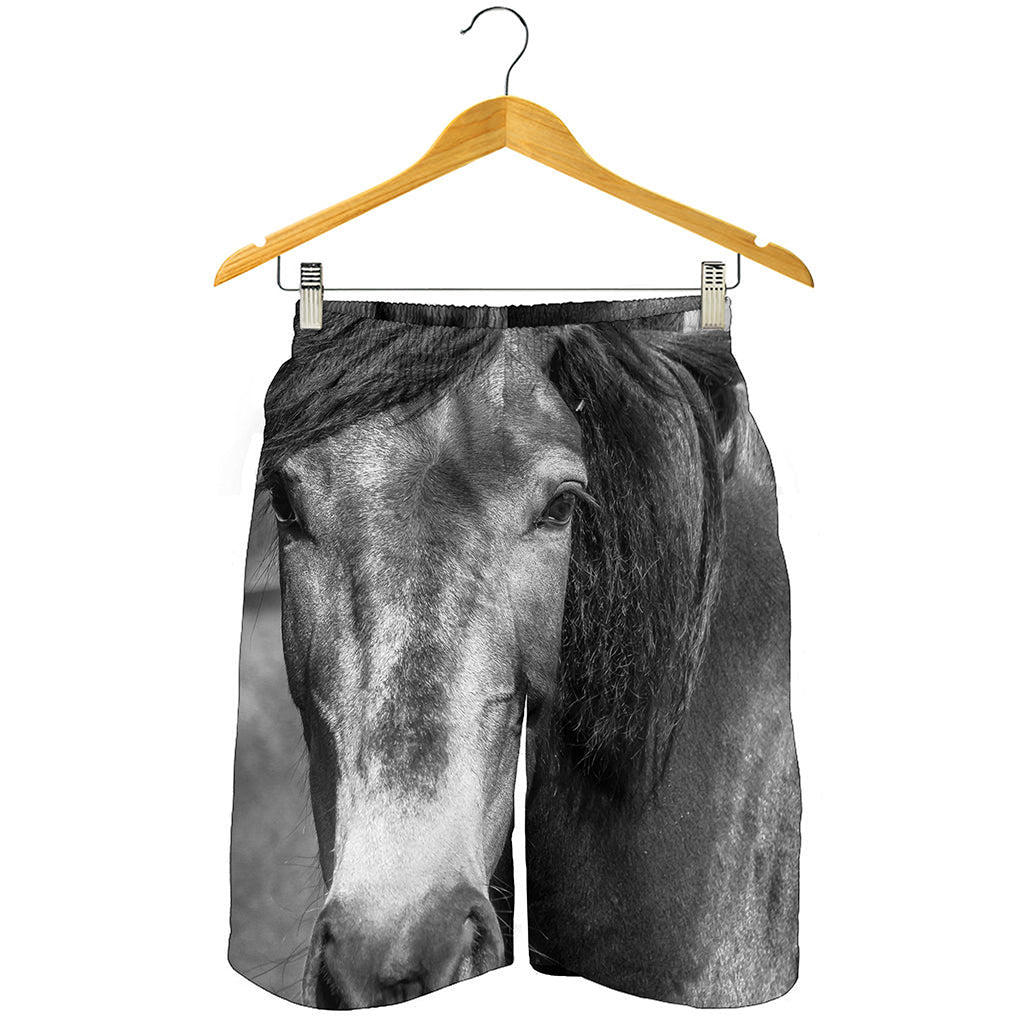 Monochrome Horse Print Men's Shorts