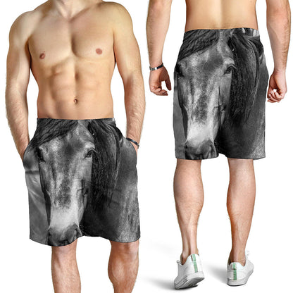 Monochrome Horse Print Men's Shorts