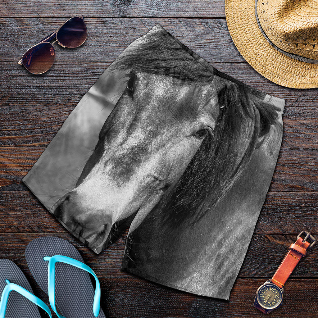 Monochrome Horse Print Men's Shorts