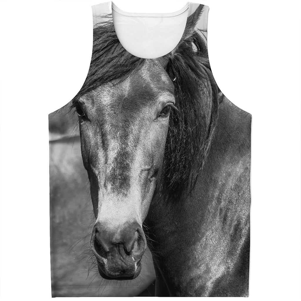 Monochrome Horse Print Men's Tank Top