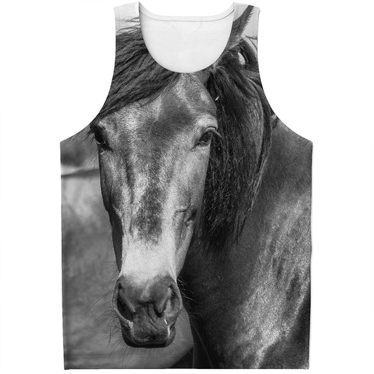 Monochrome Horse Print Men's Tank Top