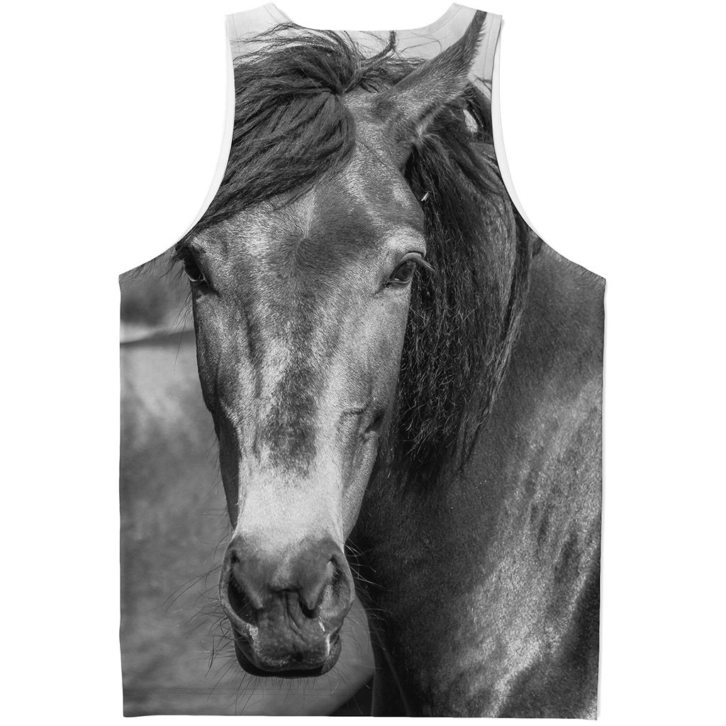 Monochrome Horse Print Men's Tank Top