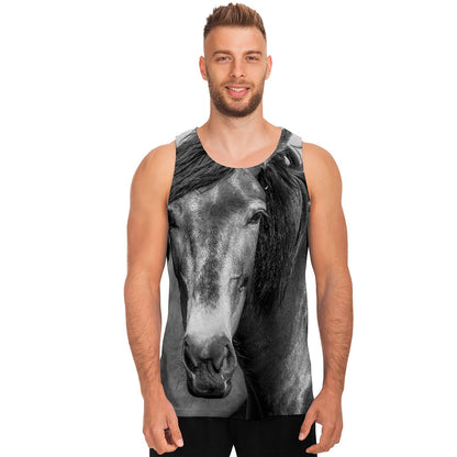 Monochrome Horse Print Men's Tank Top