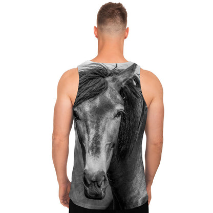 Monochrome Horse Print Men's Tank Top