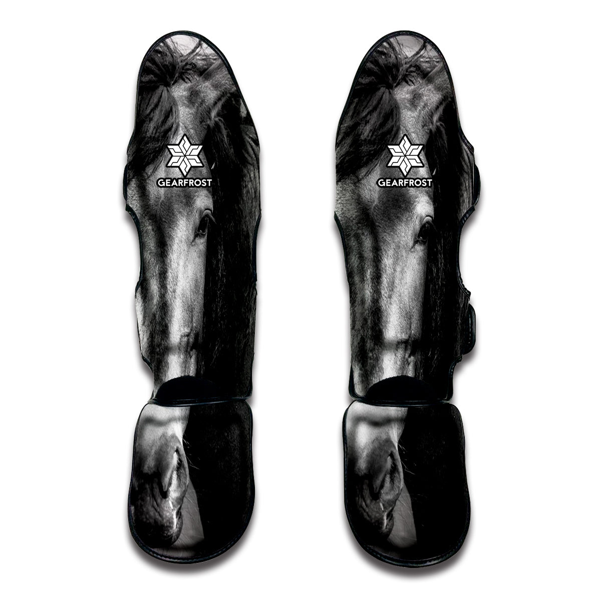 Monochrome Horse Print Muay Thai Shin Guard