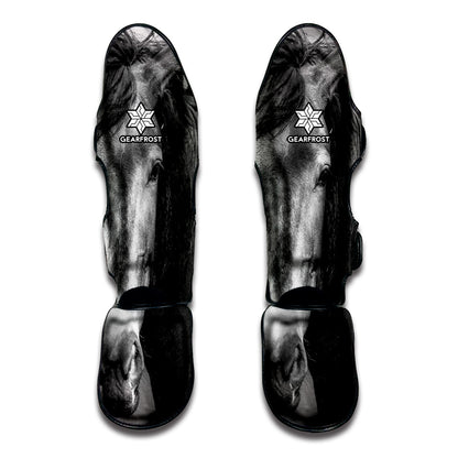 Monochrome Horse Print Muay Thai Shin Guard
