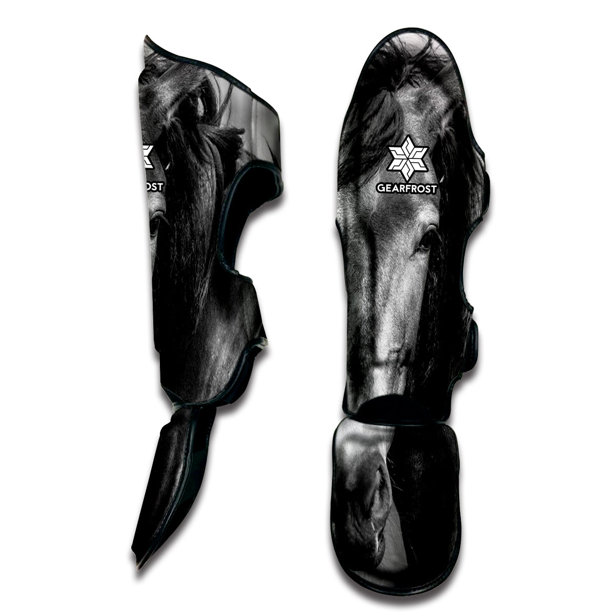 Monochrome Horse Print Muay Thai Shin Guard