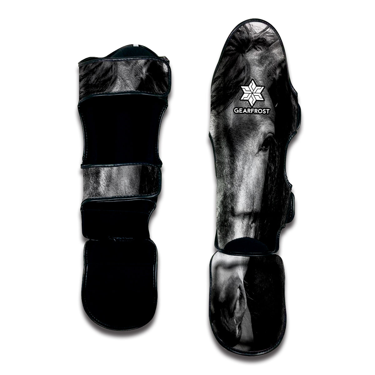 Monochrome Horse Print Muay Thai Shin Guard