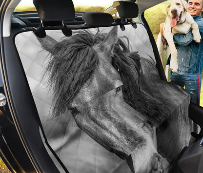 Monochrome Horse Print Pet Car Back Seat Cover
