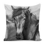 Monochrome Horse Print Pillow Cover