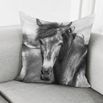 Monochrome Horse Print Pillow Cover