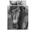 Monochrome Horse Print Quilt Bed Set