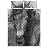 Monochrome Horse Print Quilt Bed Set