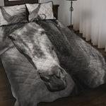 Monochrome Horse Print Quilt Bed Set