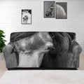 Monochrome Horse Print Sofa Cover