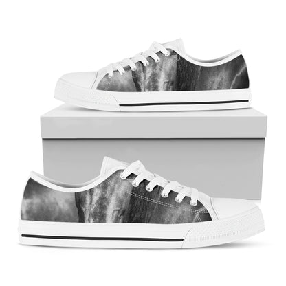 Monochrome Horse Print White Low Top Shoes