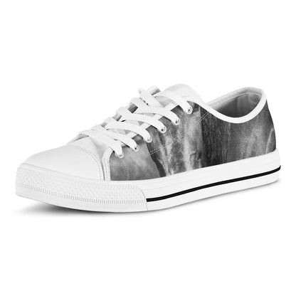 Monochrome Horse Print White Low Top Shoes