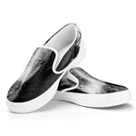 Monochrome Horse Print White Slip On Shoes
