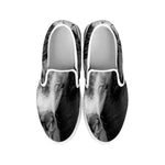 Monochrome Horse Print White Slip On Shoes