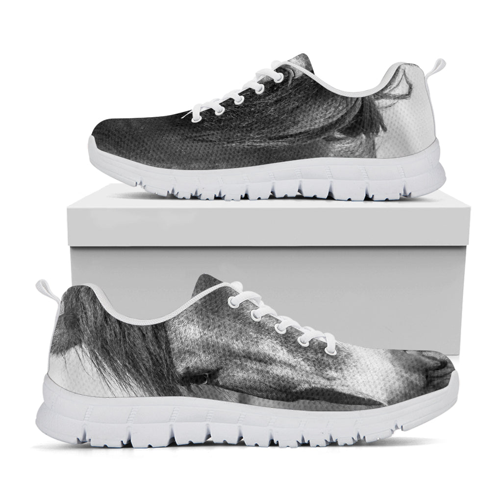 Monochrome Horse Print White Sneakers