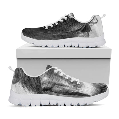 Monochrome Horse Print White Sneakers