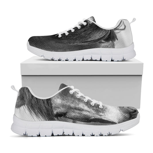 Monochrome Horse Print White Sneakers