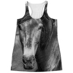 Monochrome Horse Print Women's Racerback Tank Top