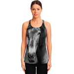 Monochrome Horse Print Women's Racerback Tank Top