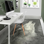 Monochrome Howling Wolf Print Area Rug
