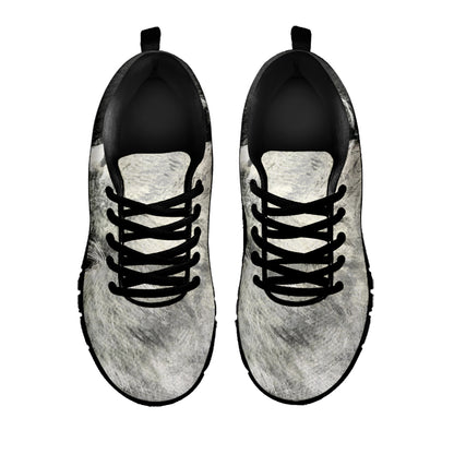 Monochrome Howling Wolf Print Black Sneakers