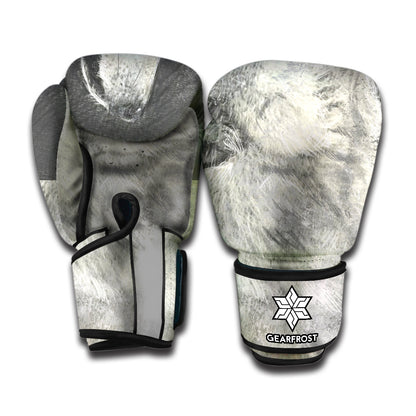 Monochrome Howling Wolf Print Boxing Gloves