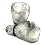 Monochrome Howling Wolf Print Boxing Gloves