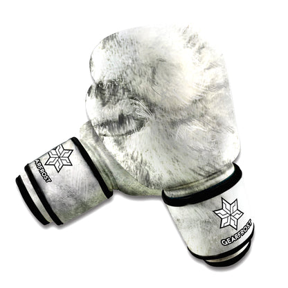 Monochrome Howling Wolf Print Boxing Gloves
