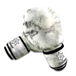Monochrome Howling Wolf Print Boxing Gloves