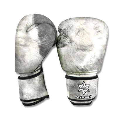 Monochrome Howling Wolf Print Boxing Gloves