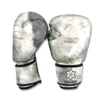 Monochrome Howling Wolf Print Boxing Gloves