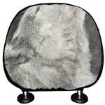 Monochrome Howling Wolf Print Car Headrest Covers