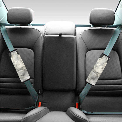 Monochrome Howling Wolf Print Car Seat Belt Covers