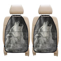 Monochrome Howling Wolf Print Car Seat Organizers