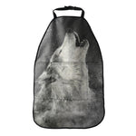 Monochrome Howling Wolf Print Car Seat Organizers