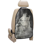 Monochrome Howling Wolf Print Car Seat Organizers