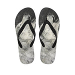Monochrome Howling Wolf Print Flip Flops
