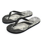 Monochrome Howling Wolf Print Flip Flops