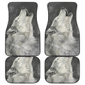 Monochrome Howling Wolf Print Front and Back Car Floor Mats