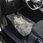 Monochrome Howling Wolf Print Front and Back Car Floor Mats