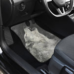 Monochrome Howling Wolf Print Front Car Floor Mats