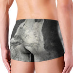Monochrome Howling Wolf Print Men's Boxer Briefs