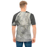 Monochrome Howling Wolf Print Men's T-Shirt