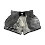 Monochrome Howling Wolf Print Muay Thai Boxing Shorts